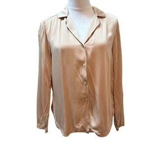Cloth & Stone Beige Neutral Button Down Long Sleeve  Office‎ Blouse Top Sz S